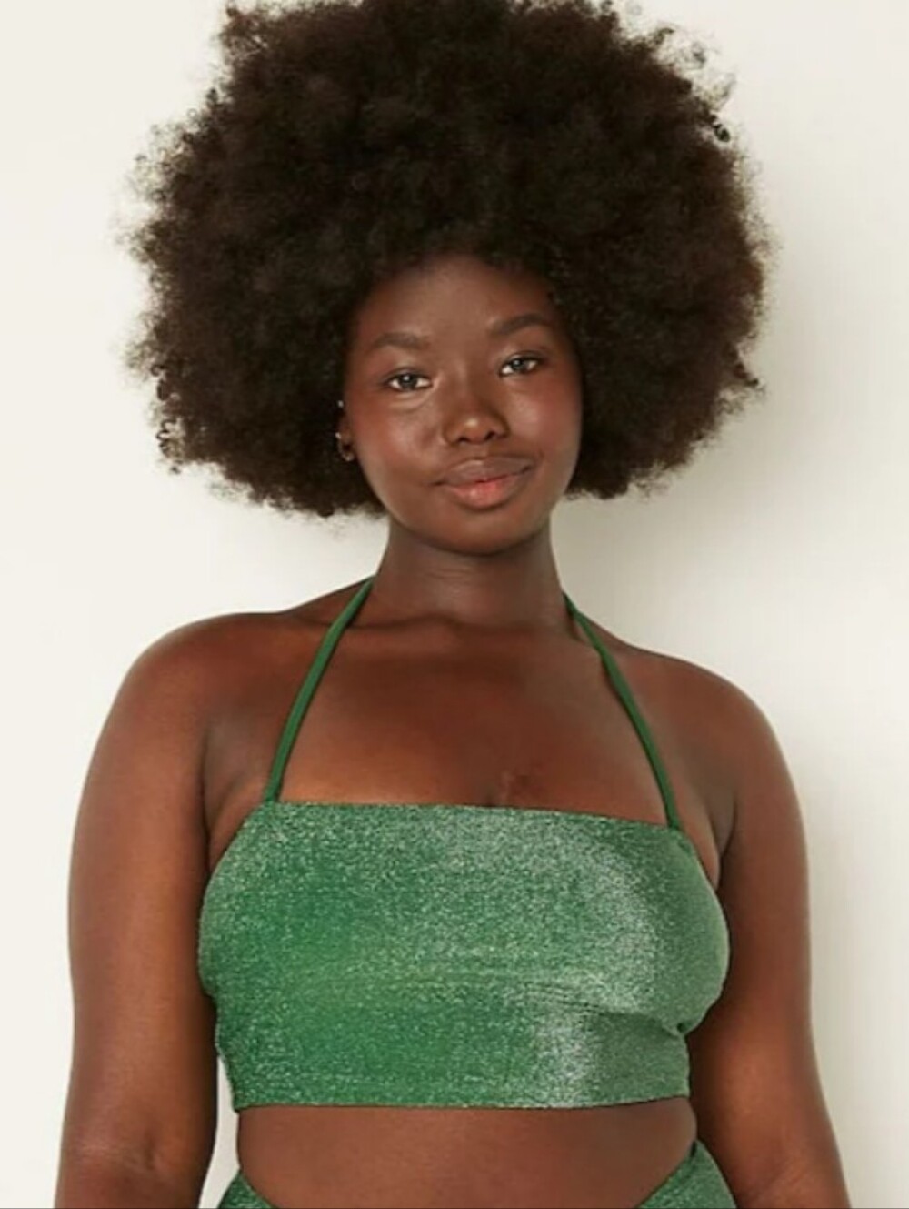 PINK Victoria's Secret Emerald Shimmer Halter Bandeau Top And Skirt Set.